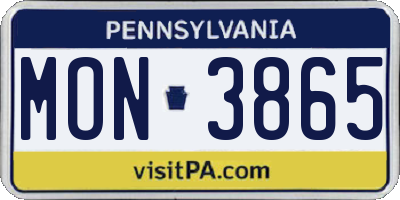 PA license plate MON3865