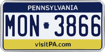 PA license plate MON3866
