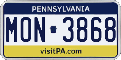 PA license plate MON3868