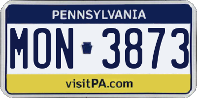 PA license plate MON3873