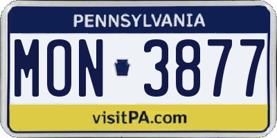 PA license plate MON3877