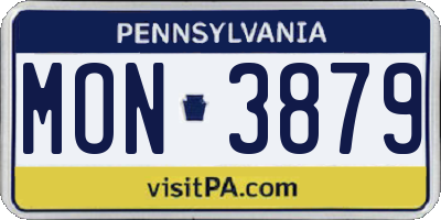 PA license plate MON3879