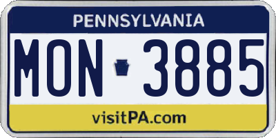 PA license plate MON3885