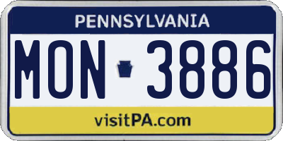 PA license plate MON3886