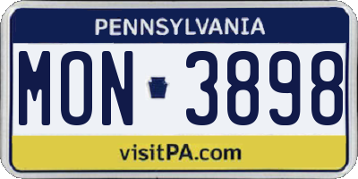 PA license plate MON3898