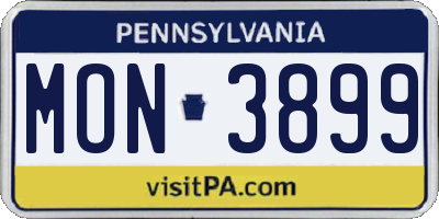 PA license plate MON3899