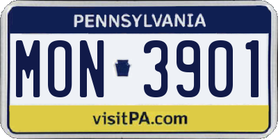 PA license plate MON3901