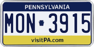 PA license plate MON3915