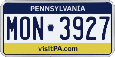 PA license plate MON3927