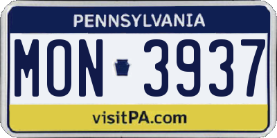 PA license plate MON3937