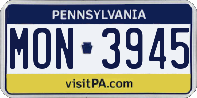 PA license plate MON3945