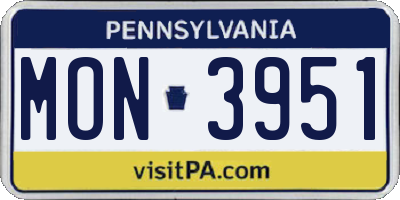 PA license plate MON3951