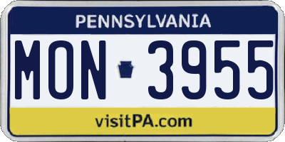 PA license plate MON3955