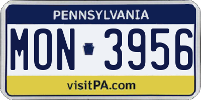 PA license plate MON3956