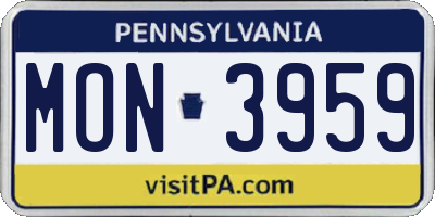 PA license plate MON3959