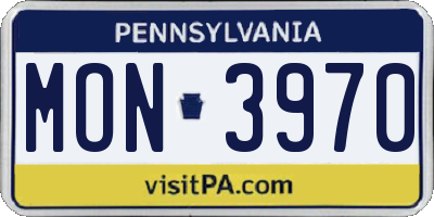 PA license plate MON3970