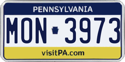 PA license plate MON3973