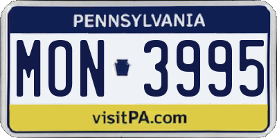 PA license plate MON3995
