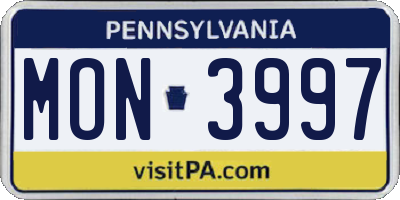PA license plate MON3997