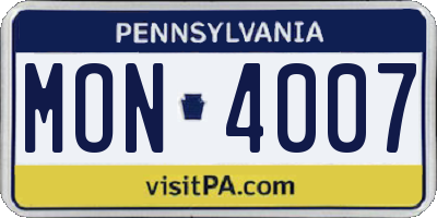 PA license plate MON4007