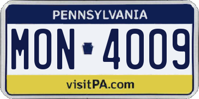 PA license plate MON4009