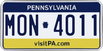 PA license plate MON4011