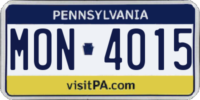 PA license plate MON4015