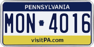 PA license plate MON4016