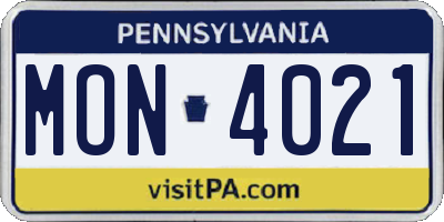 PA license plate MON4021