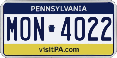 PA license plate MON4022