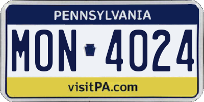 PA license plate MON4024