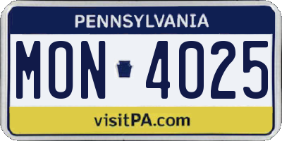 PA license plate MON4025