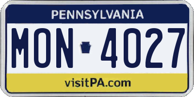 PA license plate MON4027