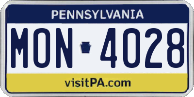 PA license plate MON4028
