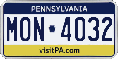 PA license plate MON4032