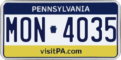 PA license plate MON4035