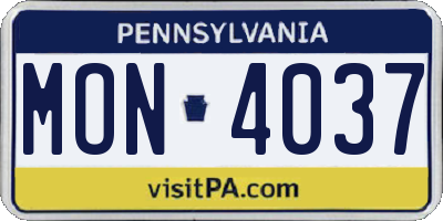 PA license plate MON4037