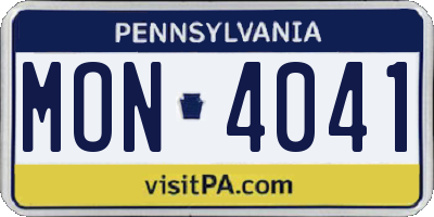 PA license plate MON4041