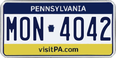 PA license plate MON4042