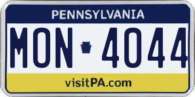 PA license plate MON4044