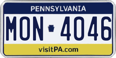 PA license plate MON4046