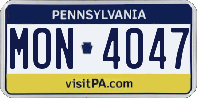 PA license plate MON4047