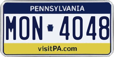 PA license plate MON4048