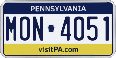 PA license plate MON4051