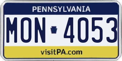 PA license plate MON4053