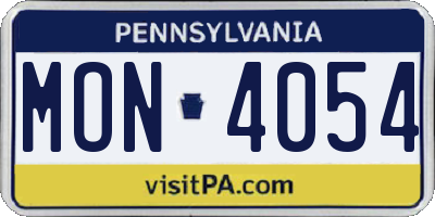PA license plate MON4054