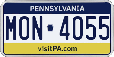 PA license plate MON4055