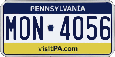 PA license plate MON4056