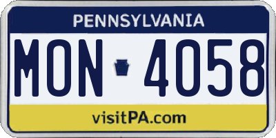 PA license plate MON4058