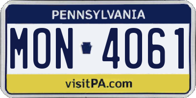 PA license plate MON4061